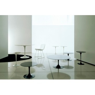 tulpan soffbord Eero Saarinen i marmor eller gåsnäbb laminat underrede i blank eller matt gjuten aluminium
