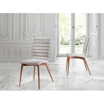 Angel Cerda 2er-Set Shabby-Stühle mit Gestell aus massivem Nussbaumholz und Stoffbezug