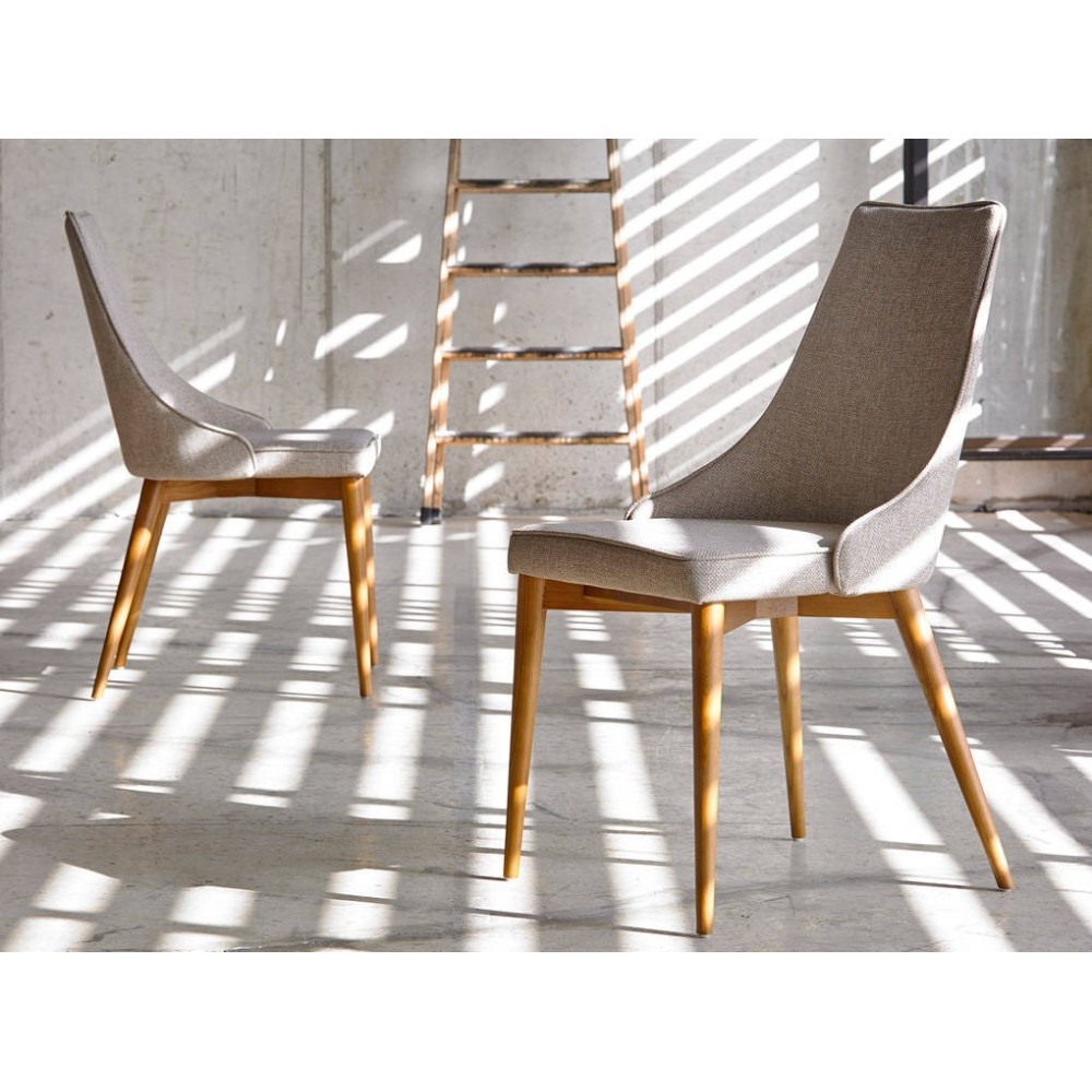 cerda sunny chair in washable fabric and solid walnut wood