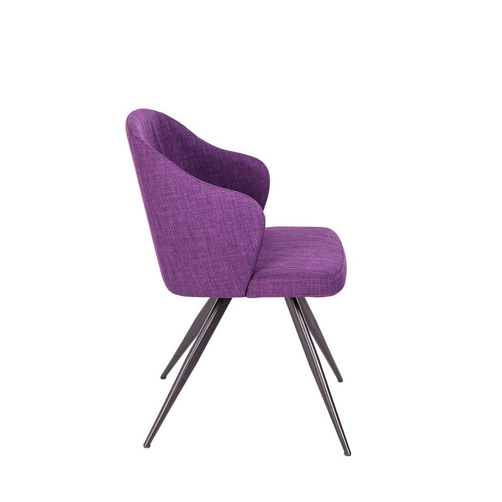 fauteuil cerda logic en tissu violet avec détail d'accoudoir