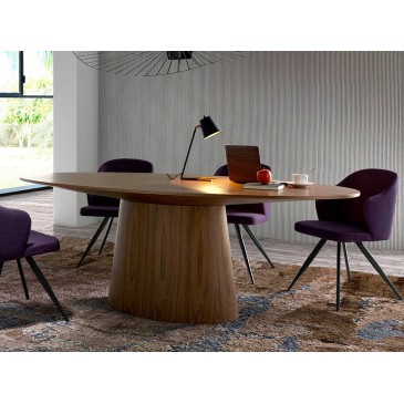 cerda logic fabric armchair with wooden table in the office