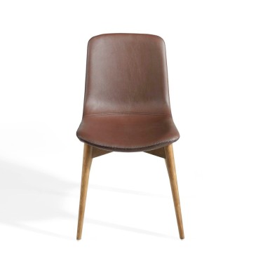 chaise cerda vitality avec vue de face du siège en similicuir marron