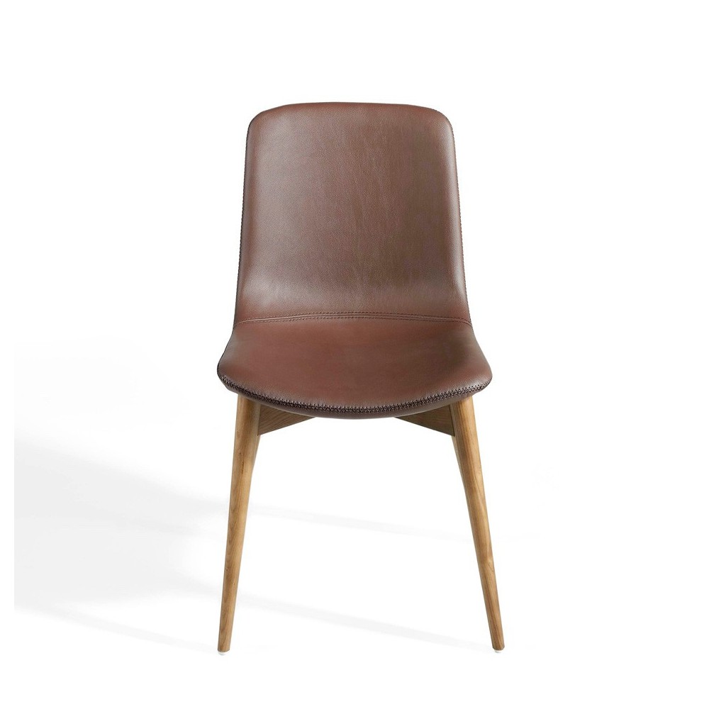 cerda vitality chair with front view of the seat in brown leatherette