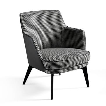 cerda wales armchair in fabric and armrests in imitation leather