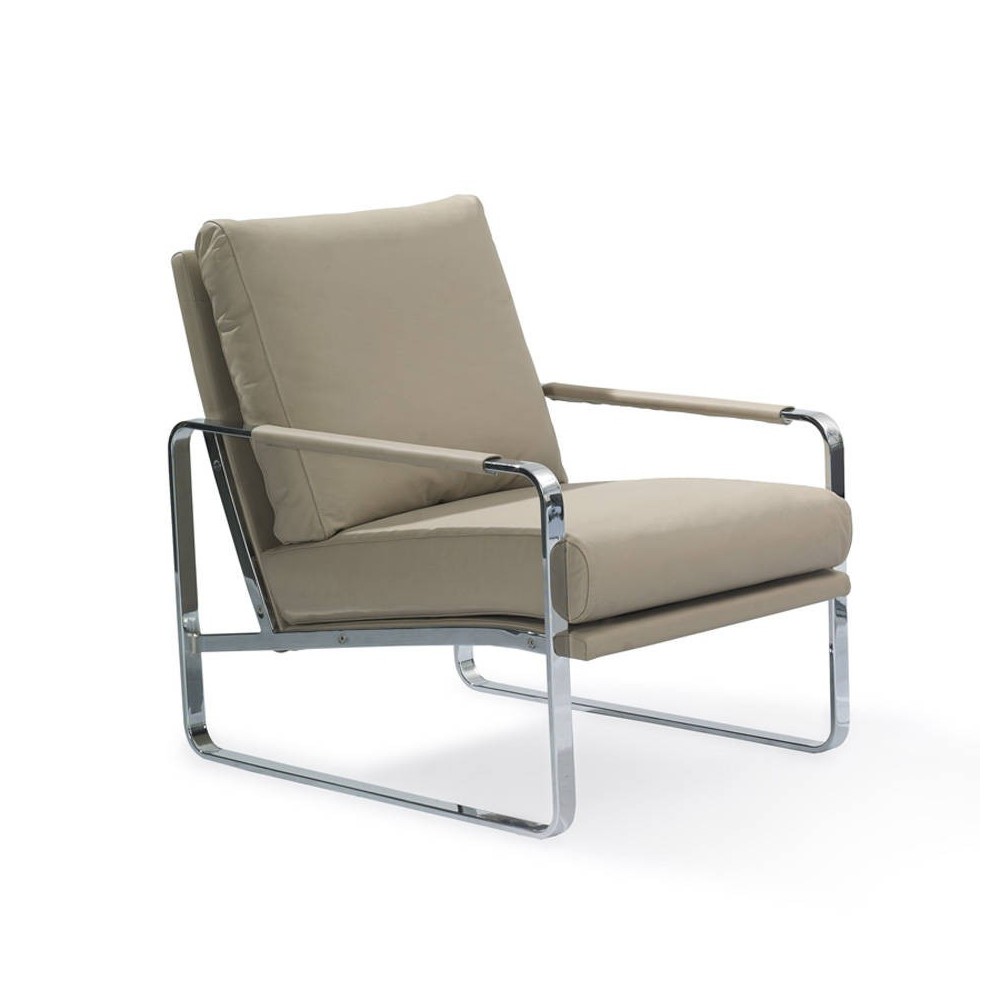 cerda wolly armchair in chromed steel and imitation leather