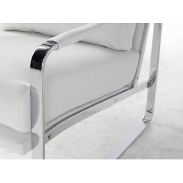 cerda wolly armchair in imitation leather with steel armrest detail