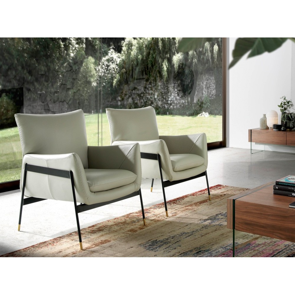 cerda metal armchair in steel and leather in the living room