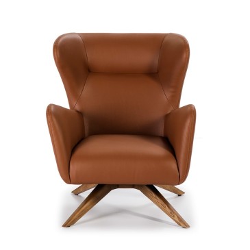 cerda texas armchair in solid wood and imitation leather