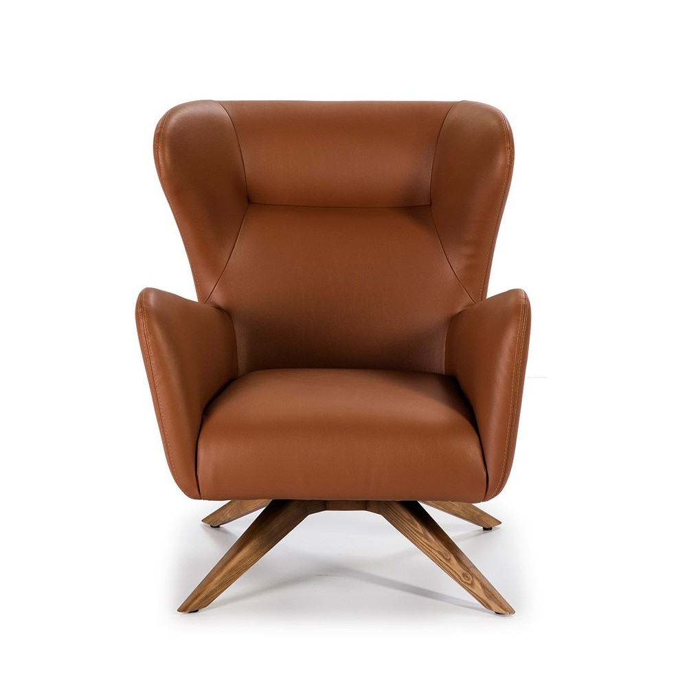 cerda texas armchair in solid wood and imitation leather