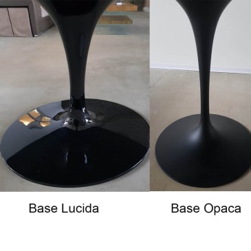 mesa extensible tulip estructura particular en aluminio blanco brillo y negro mate
