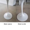 tulip uitschuifbare tafel bijzondere structuur in mat wit en glanzend wit aluminium