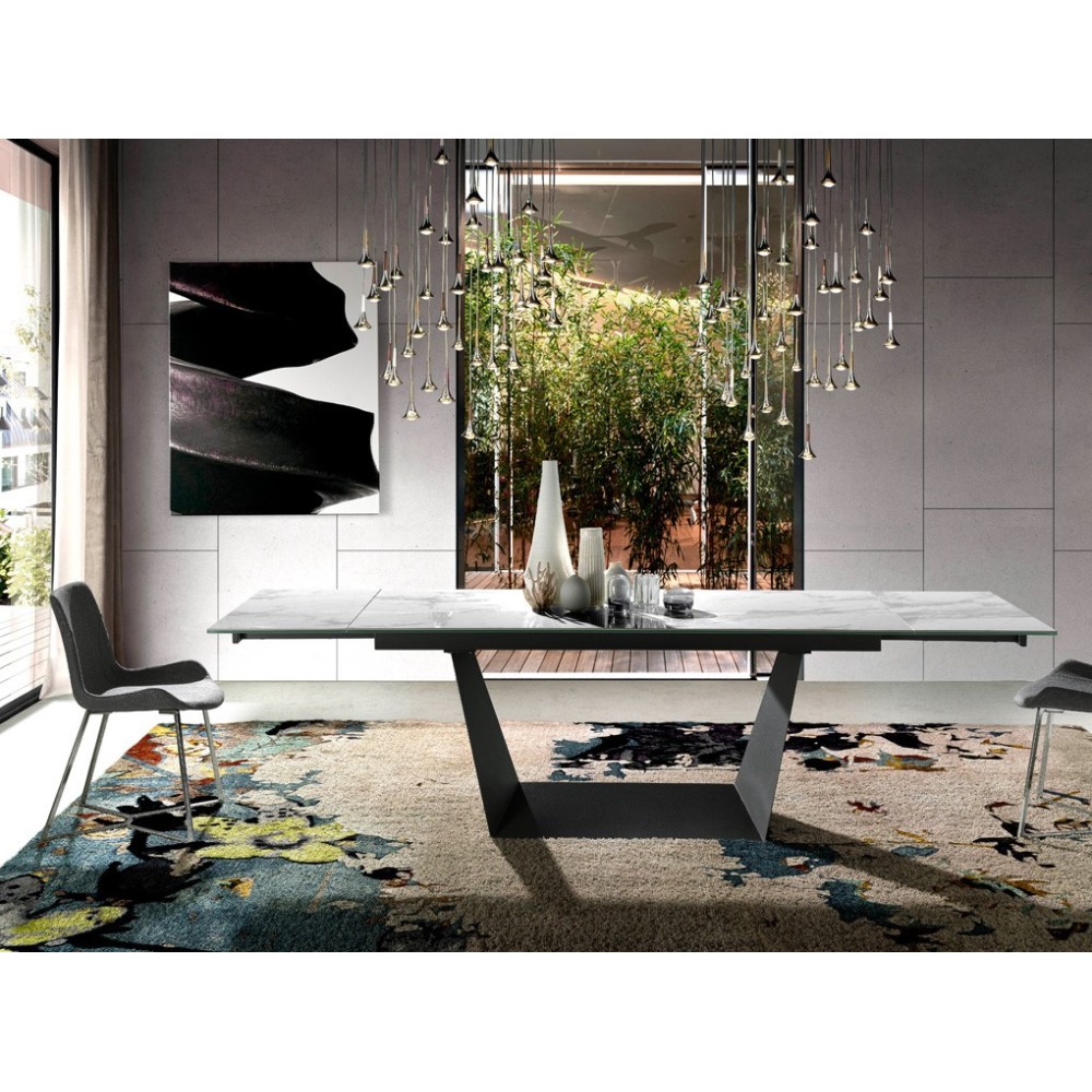 cerda tekno extendable table in ceramic and steel in the dining room