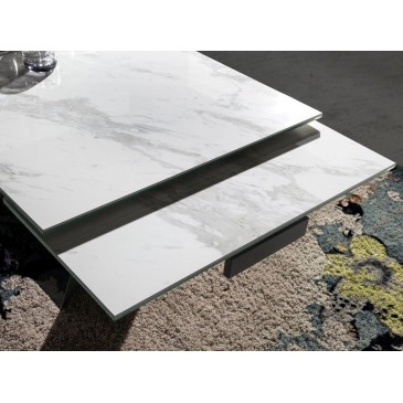cerda tekno extendable table with extension detail in porcelain