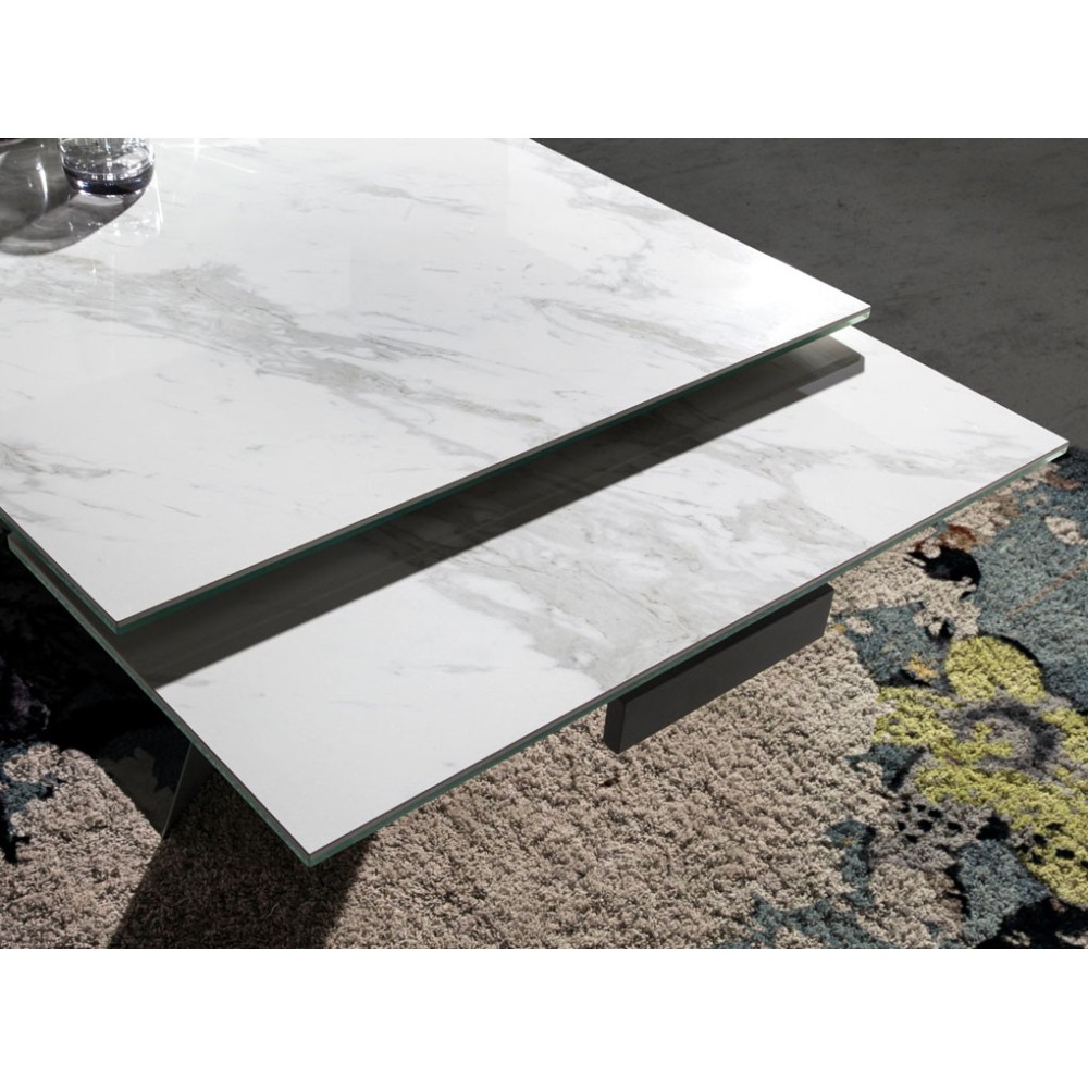 cerda tekno extendable table with extension detail in porcelain