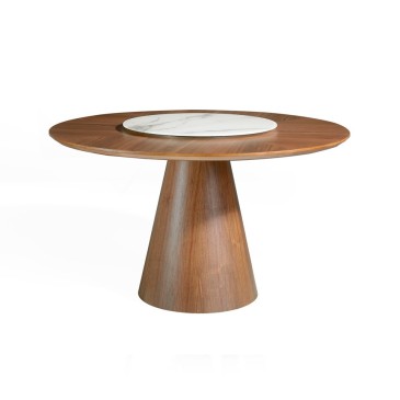 cerda plato fixed table in wood with ceramic