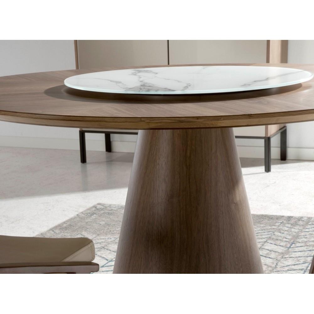 table fixe en bois cerda plato avec plaque en céramique dans la salle à manger