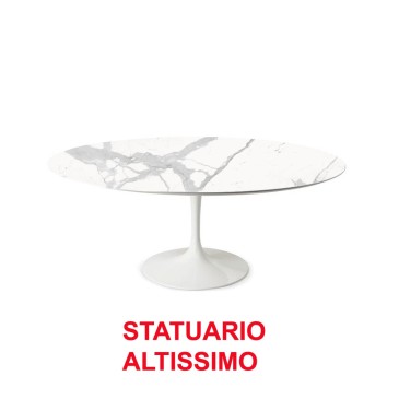 Oval Tulip table with new look and indestructible ceramic top