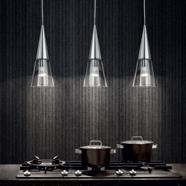 Cono suspension lamp by Ideal Lux with three lights made of chrome or satin white metal