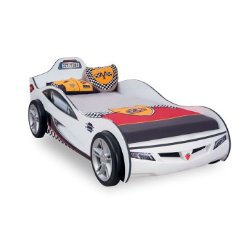 Auto letto macchina Coupe in MDF  90X190 per bambini disponibile nei colori rosso e bianco
