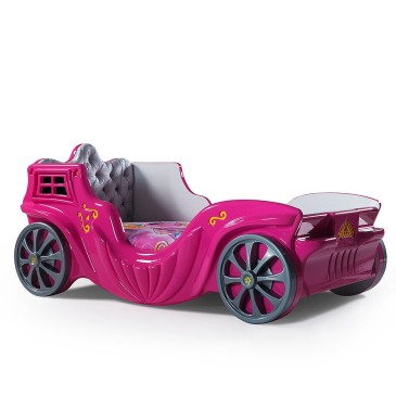 Vaaleanpunainen vaunusänkyauto pienille prinsessoille