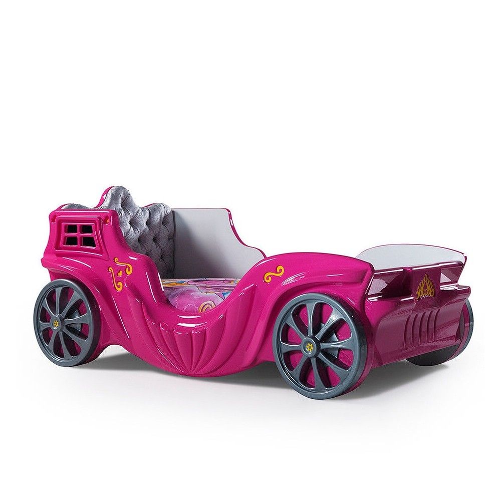 Vaaleanpunainen vaunusänkyauto pienille prinsessoille