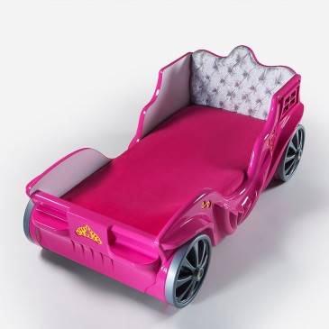 Lit auto Princess 90X190 en ABS disponible en coloris Rose
