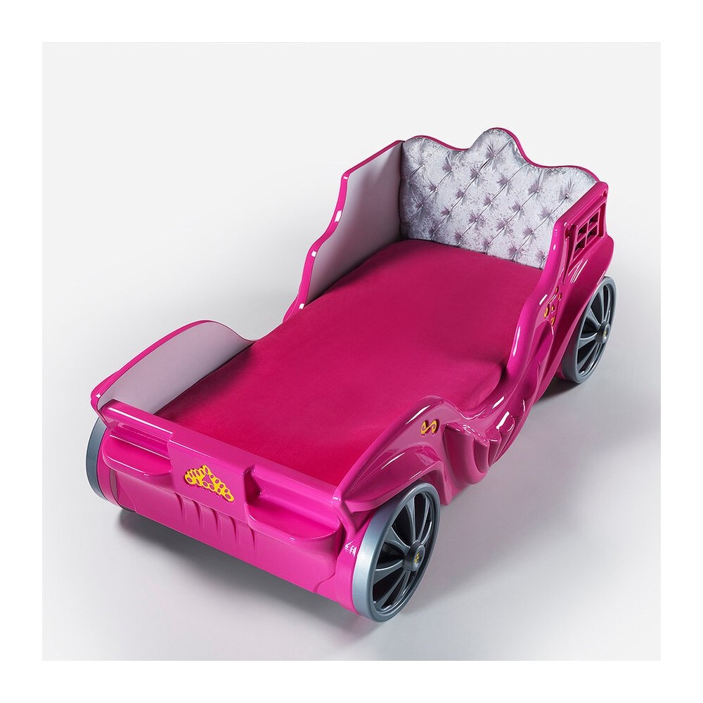 Ροζ καροτσάκι-κρεβάτι αυτοκίνητο για μικρές πριγκίπισσες