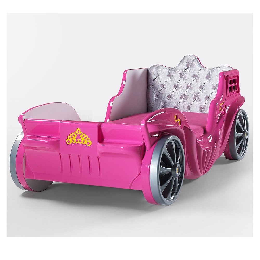 Ροζ καροτσάκι-κρεβάτι αυτοκίνητο για μικρές πριγκίπισσες