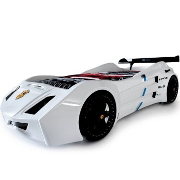 M 7 Extrem Auto Bett in MDF mit Bauchmuskeln. Ausgestattet mit ferngesteuerten und batteriebetriebenen Lichtern und Geräuschen