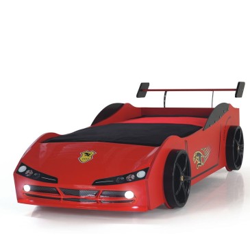 Race car bed with lights and headlights available in white or red