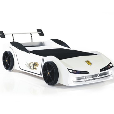 Race car bed with lights and headlights available in white or red