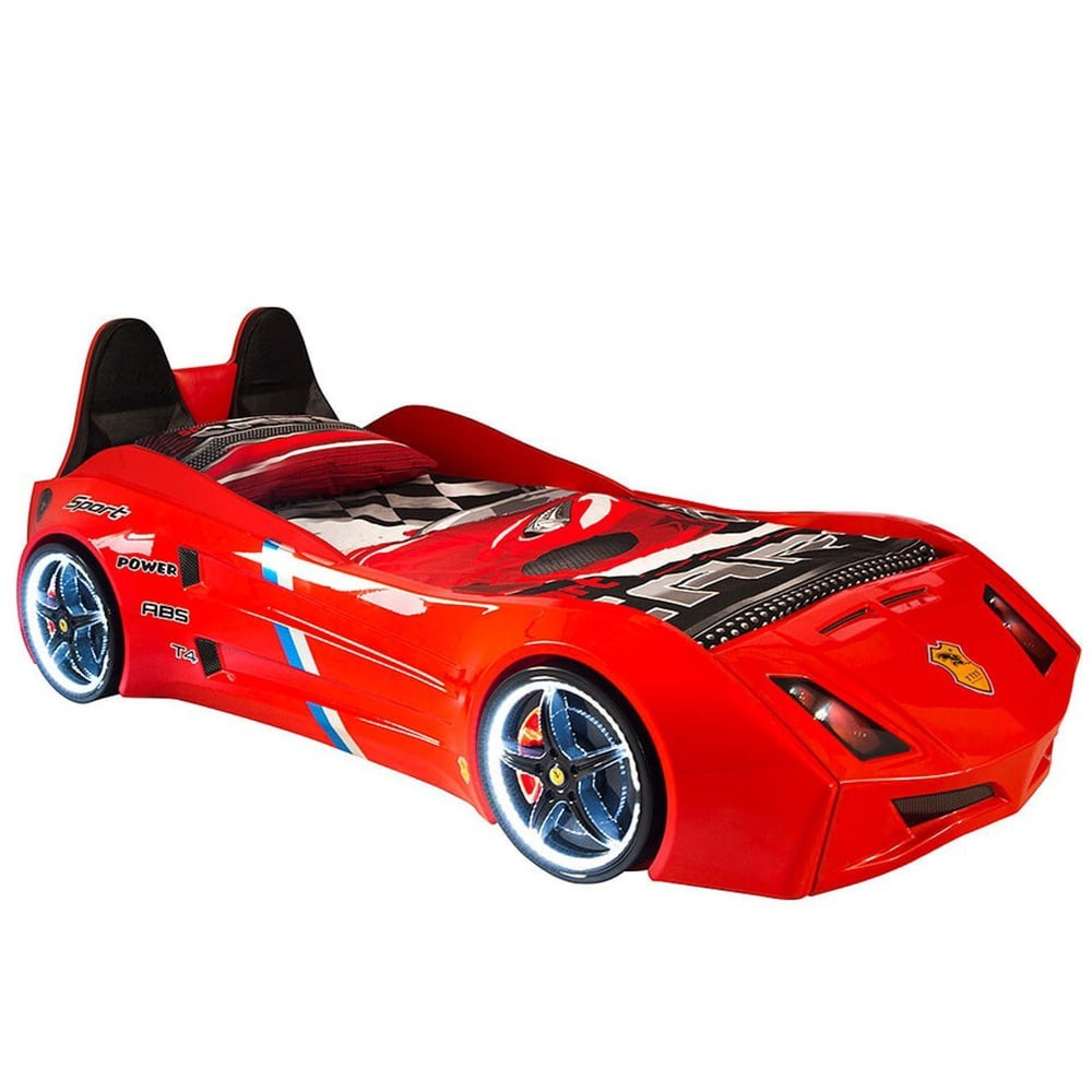 Race car bed for children's bedrooms with color lights and sounds