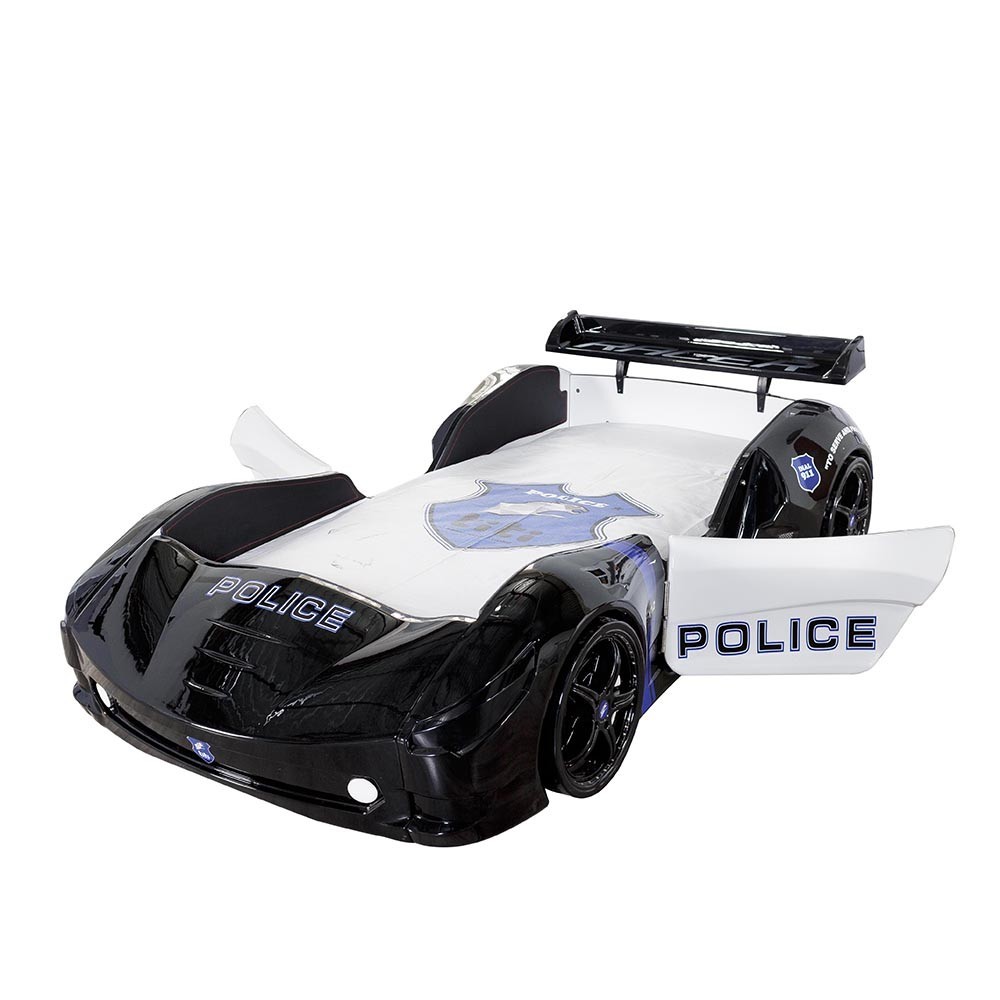 police car bed with open hatches