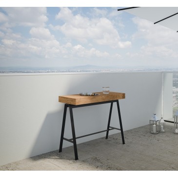 Iris extendable console by Itamoby for outdoor and indoor made with metal structure and wooden top