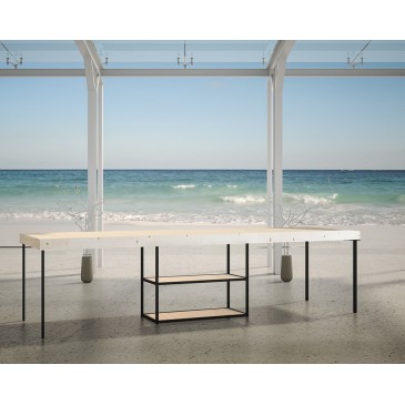 Camelia extendable console by Itamoby made with metal structure and wooden top available in two finishes