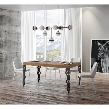 Tavolo allungabile Karamay GRANDE con gambe in metallo e piano in legno. disponibile in due misure e più finiture di piano