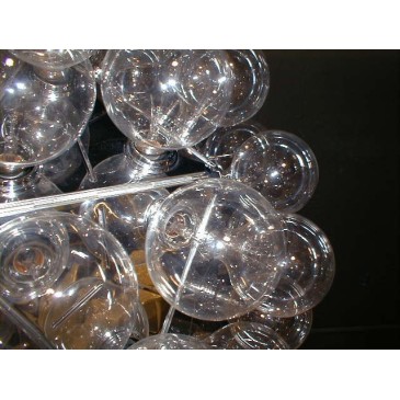 Reproductie van de Taraxacum kroonluchter met metalen structuur en glazen bol met 60 lampen G4 5 W