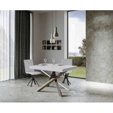 Volantis Multicolor 1 KLEINER ausziehbarer Tisch in zwei Größen mit Metallstruktur und Holzplatte in 4 Ausführungen