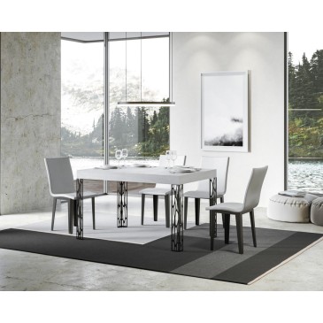 Ghibli fixed table with anthracite painted metal structure and wooden top available in four finishes
