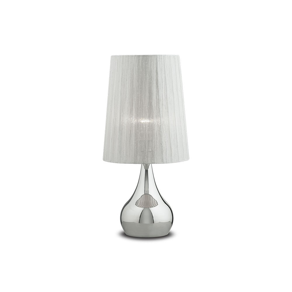 Ideal Lux Eternity Tischlampe aus Chrom und Lampenschirm aus Organza
