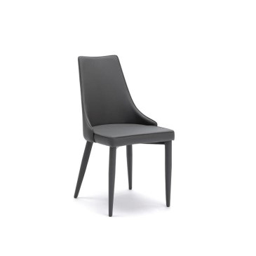 Myriam metalen stoel bekleed met goed gewatteerd kunstleer en verkrijgbaar in drie afwerkingen
