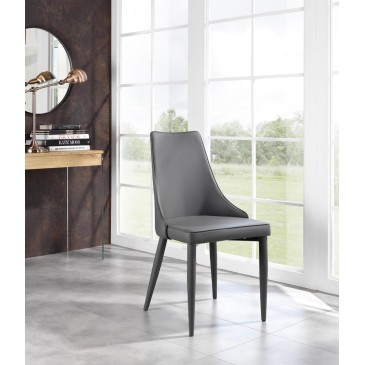 Stones Myriam Set 2 sedie design in metallo rivestita in similpelle ben imbottita e disponibile in tre finiture
