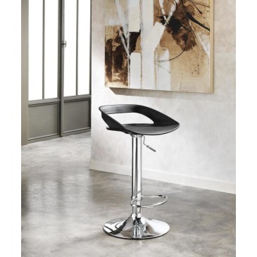Glen stool with chromed metal frame and pvc seat available in white or black