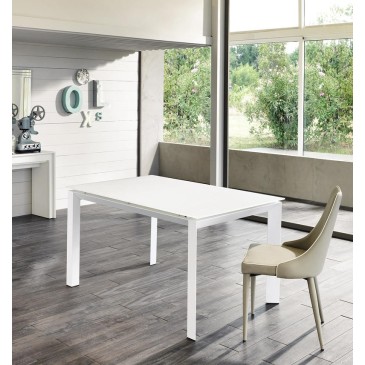Account Extendable Table with metal frame and glass top. Available in 3 finishes