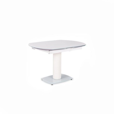 Kyoto extendable oval table with metal base and glass top available in three different finishes