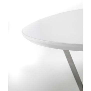 Table Drop avec base en métal et plateau en mdf laqué blanc adapté aux locaux ou aux maisons. Dimensions en cm 80 X 140 H.3