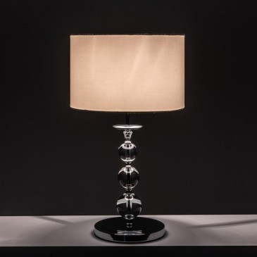 Giuditta lamp with crystal structure and lampshade in white or black fabric