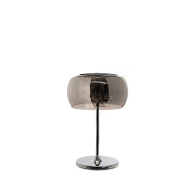 Mirror Table Lamp with chrome structure and mirrored glass lampshade with internal pendants