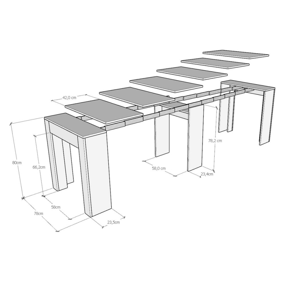 Itamoby Table extensible Sabola Libra en mélamine et structure en