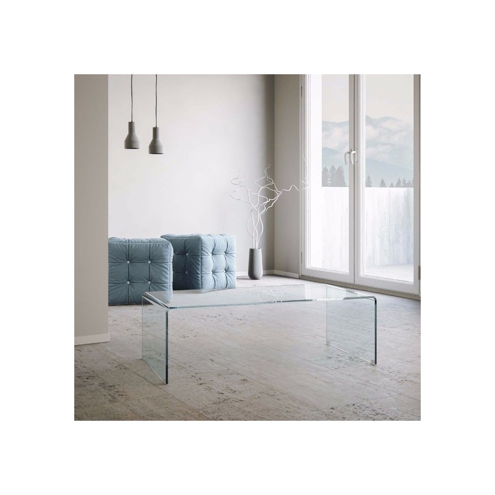 Saturn coffee table by Itamoby made of transparent tempered glass